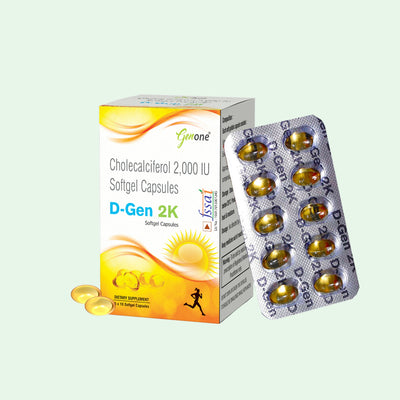 Genone DGen 2k Vitamin D3 Capsules for Strong Bones and Immunity (60 Capsules)